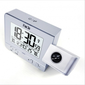 Часы будильник Fanju silver с проекцией времени-2